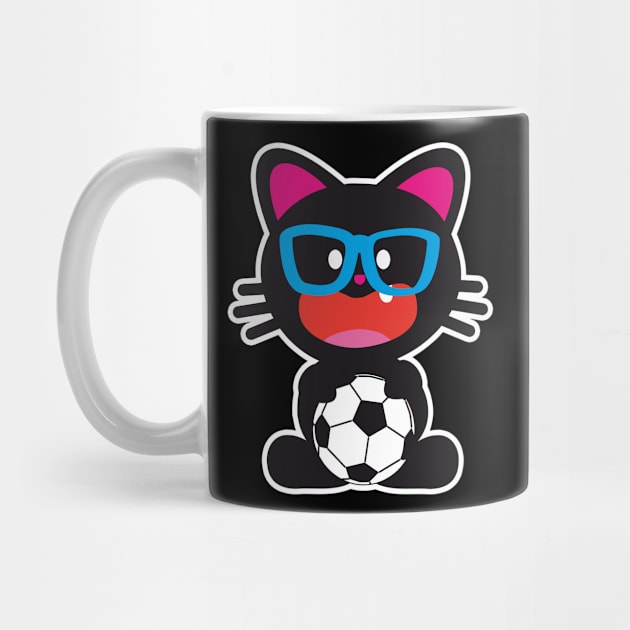 One Tooth Black Cat And Soccer by HappyGiftArt